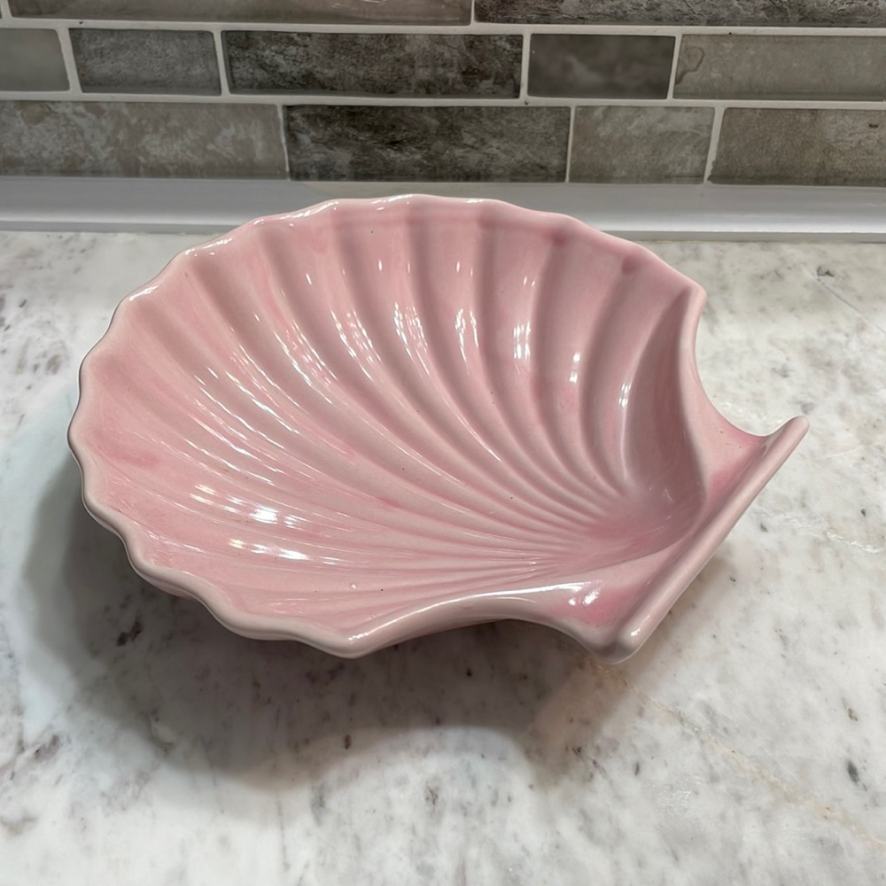 Pink Ceramic Seashell Oyster Shell Soap Dish Baking Dish